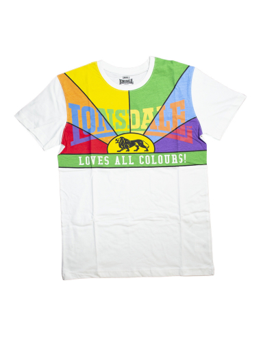 Lonsdale Loves All Colours - T-Shirt - White/Rainbow - @ No Borders