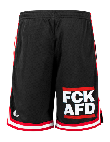 FCK AFD - No Borders - Basketball Shorts - Black/Red/White - @ No Borders