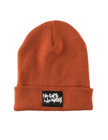 No Cops No Nazis - Wintermütze - Black Patch - Orange Rust - @ No Borders