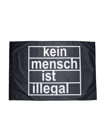 Kein Mensch Ist Illegal - Flag - Black/White - @ No Borders