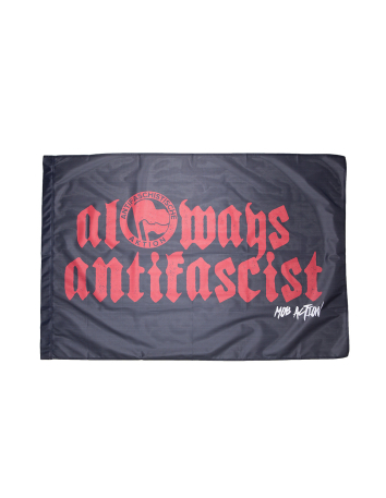 Antifa - Leo - Flag - Rot - @ No Borders