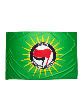 Antifa - Fahne - Red/Red - @ No Borders
