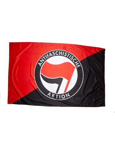 Antifaschistische Aktion - Flag - Diagonal - Red Flag - @ No Borders