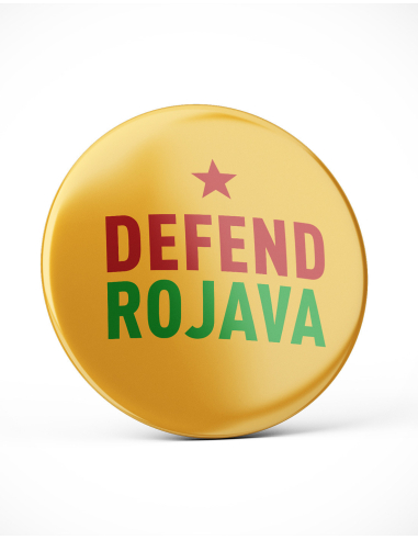 Defend Rojava - Button - Yellow - @ No Borders