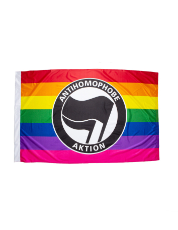 Antifa - Leo - Flag - Rot - @ No Borders