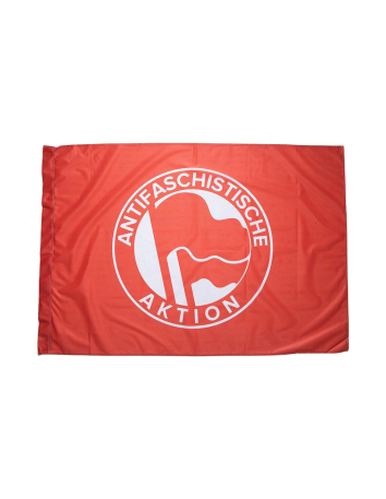 Antifa - Leo - Flag - Rot - @ No Borders