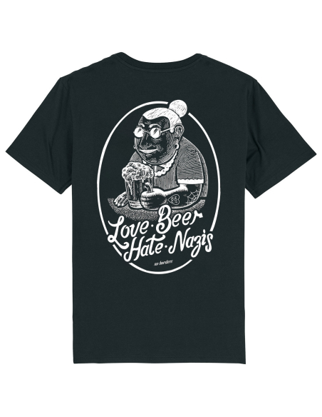 Love Beer Hate Nazis 2.0 - No Borders - T-Shirt - Black