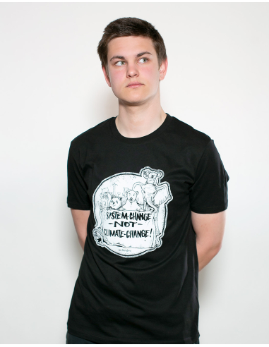 System Change Not Climate Change - No Borders - T-Shirt - Black - @ No Borders