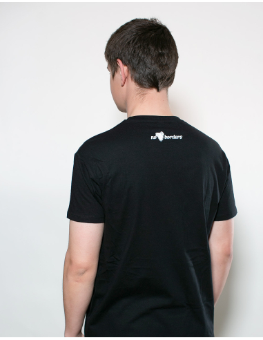 Kein Mensch ist illegal - No Borders - T-Shirt - Pocket Print - Black - @ No Borders