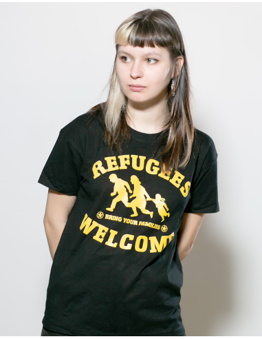 Refugees Welcome - No Borders - T-Shirt - Black/Yellow - @ No Borders