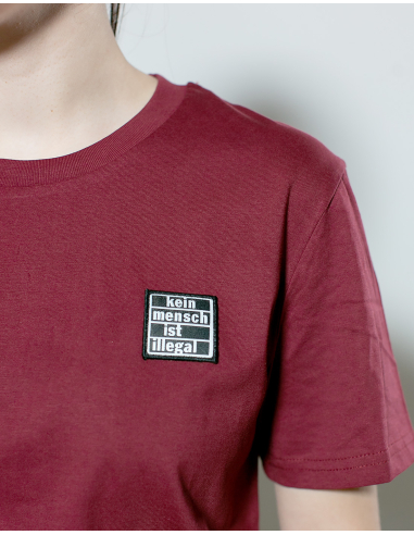 Kein Mensch ist illegal - No Borders - T-Shirt - Burgundy - @ No Borders