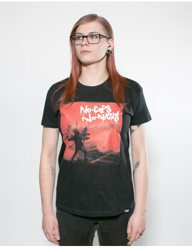 No Cops No Nazis - Mob Action - T-Shirt - Black/Red - @ No Borders