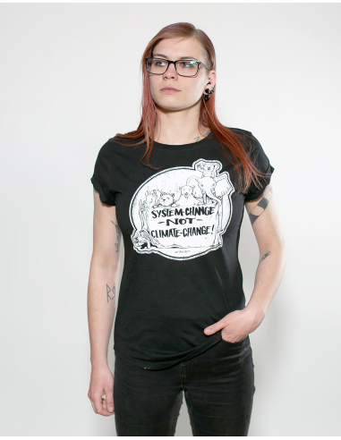 System Change Not Climate Change - No Borders - T-Shirt fitted - Black - @ No Borders