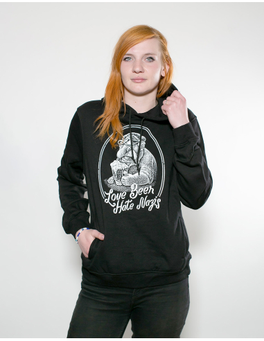 Love Beer Hate Nazis - No Borders - Hoodie - Black - @ No Borders