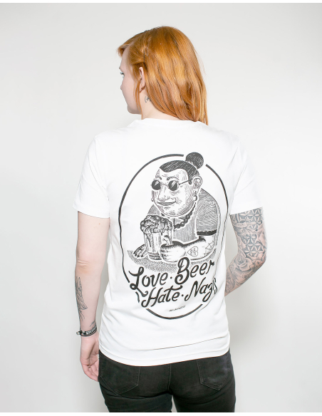 Love Beer Hate Nazis 2.0 - No Borders - T-Shirt - White