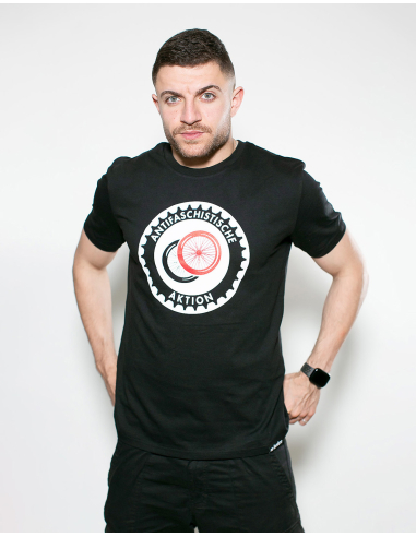 Fahrrad Antifa - No Borders - T-Shirt - Front Print - Black - @ No Borders