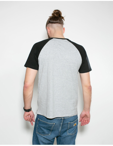 Mob Action - New Logo - T-Shirt - Raglan - Grey/Black - @ No Borders