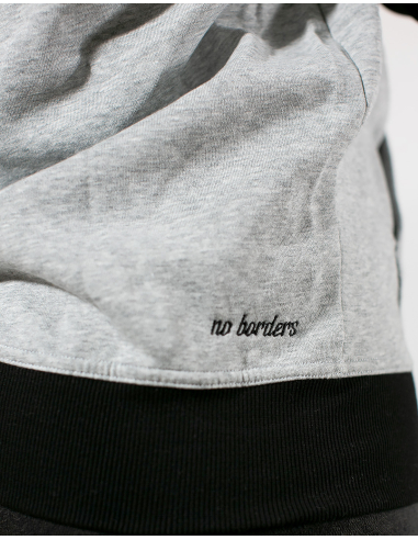 Kein Mensch ist illegal - No Borders - Hoodie - Grey/Black - @ No Borders