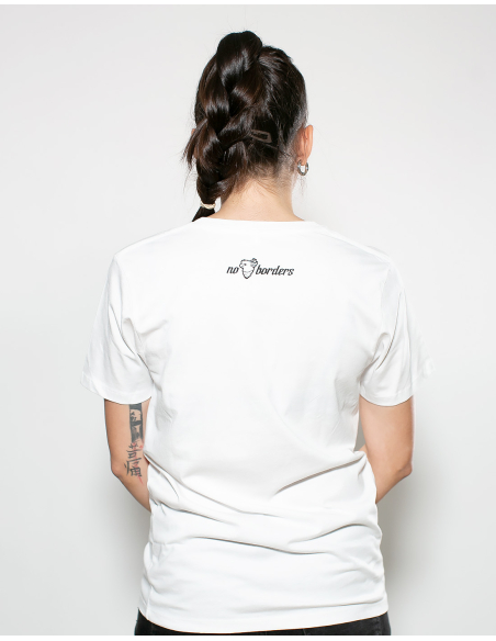 Fahrrad Antifa - No Borders - T-Shirt - Pocket Print - White Fahrrad Antifa - No Borders - T-Shirt - Pocket Print - White