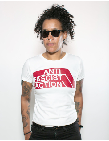 Anti Fascist Action - T-Shirt tailliert - True Rebel - Weiß/Rainbow - @ No Borders