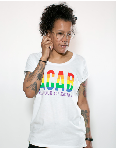 ACAB - All Colours Are Beautiful - No Borders - T-Shirt tailliert - White - @ No Borders