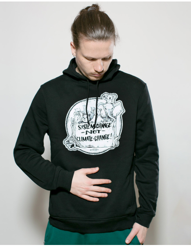 System Change Not Climate Change - No Borders - Hoodie - Black - @ No Borders