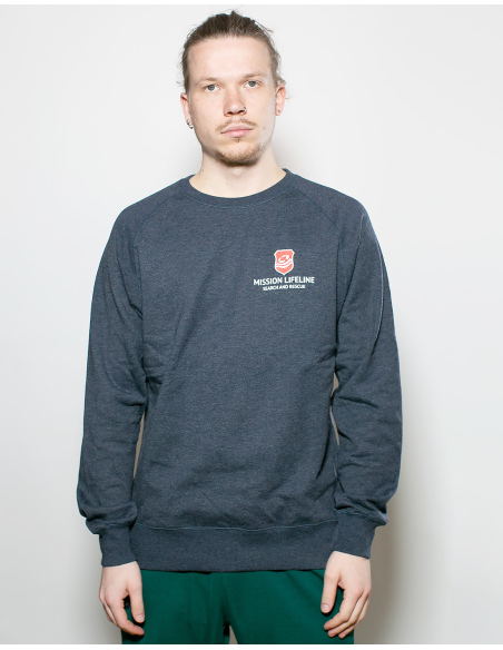 Mission Lifeline - SOLI Sweater - Pocket Print - Melange Navy