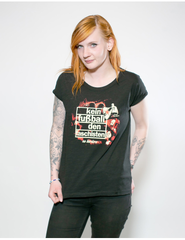 Roter Stern Leipzig - T-Shirt fitted - Kein Fußball den Faschisten - Black - @ No Borders