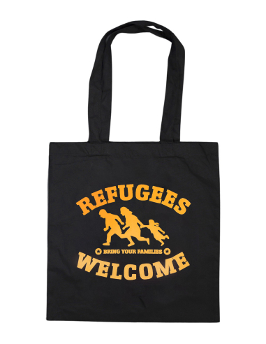 Refugees Welcome - Tote Bag - Black/Yellow - @ No Borders