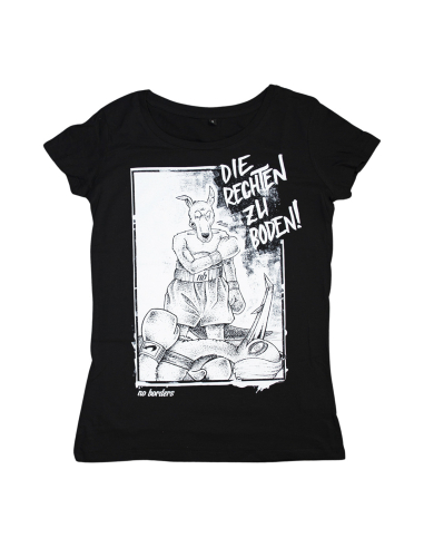 Die Rechten zu Boden - No Borders - T-Shirt fitted - Black - @ No Borders