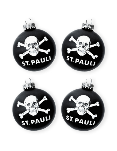 St. Pauli - Christmas Balls - Skull - Set of 4 - Black/White - @ No Borders