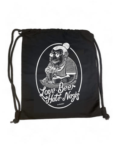 Love Beer Hate Nazis 2.0 - Turnbeutel - Black - @ No Borders