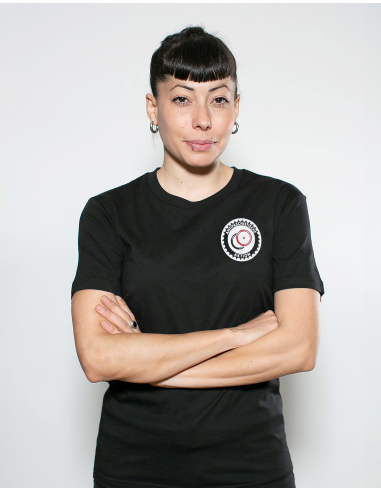 Fahrrad Antifa - No Borders - T-Shirt fitted - Pocket Print - Black - @ No Borders