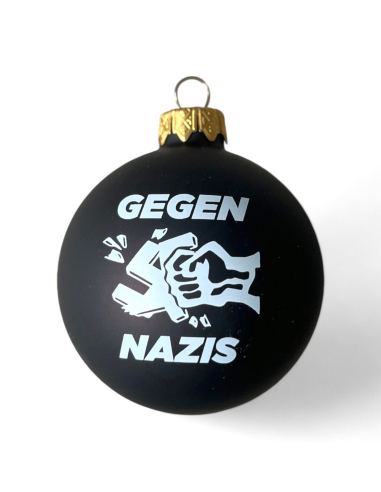 Gegen Nazis - Weihnachtsbaumkugel - Schwarz - @ No Borders