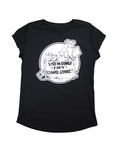 System Change Not Climate Change - No Borders - T-Shirt fitted - Black - @ No Borders