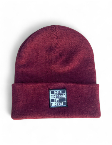 Kein Mensch ist illegal - Winter Hat - Burgundy - @ No Borders