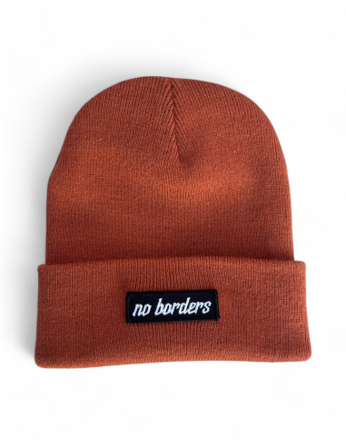 No Borders Logo - Wintermütze - Orange Rost - @ No Borders