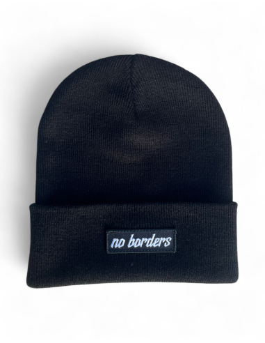 No Borders Logo - Wintermütze - Schwarz/ Weiß - @ No Borders