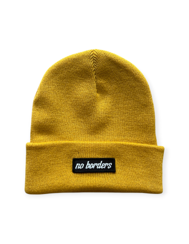 No Borders Logo - Wintermütze - Senfgelb - @ No Borders