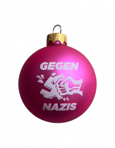 Against Nazis - Christmas tree bauble - Pink - @ No Borders