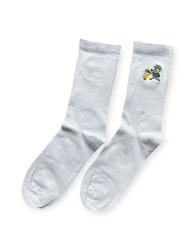 Riot Pigs - Socken - Sticklogo - Weiß - @ No Borders