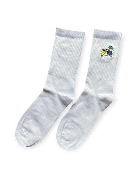Riot Pigs - Socken - Sticklogo - Weiß