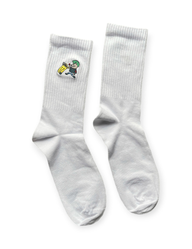 Riot Pigs - Socken - Sticklogo - Weiß - @ No Borders