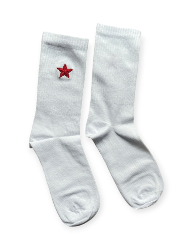 Red Star - Socken - Sticklogo - Weiß - @ No Borders