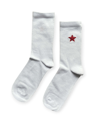 Red Star - Socken - Sticklogo - Weiß - @ No Borders
