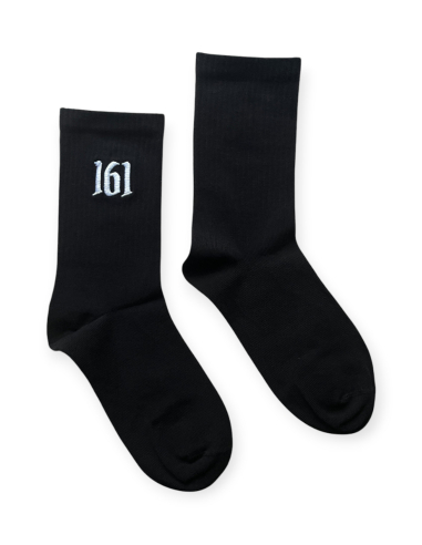 161 - Socken - Sticklogo - Schwarz - @ No Borders