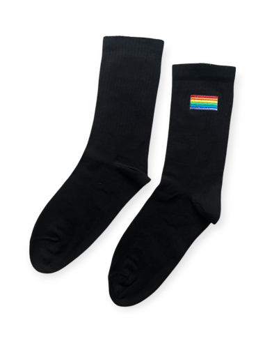 Rainbow - Socken - Sticklogo - Schwarz - @ No Borders