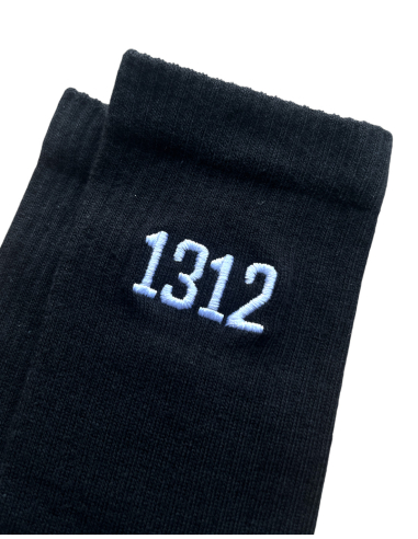 1312 - Socken - Sticklogo - Schwarz - @ No Borders