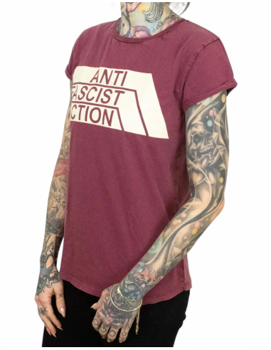 Anti Fascist Action - T-Shirt - Tailliert - True Rebel - Burgundy - @ No Borders