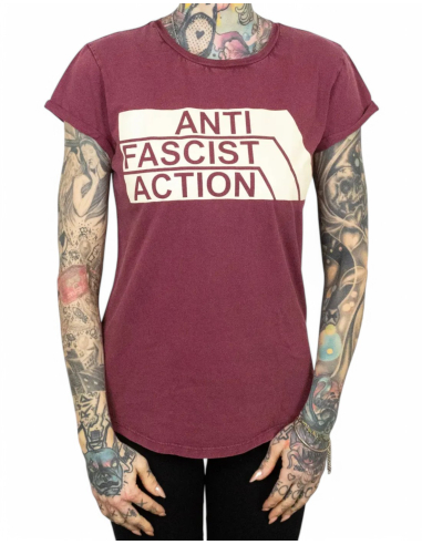 Anti Fascist Action - T-Shirt - Tailliert - True Rebel - Burgundy - @ No Borders